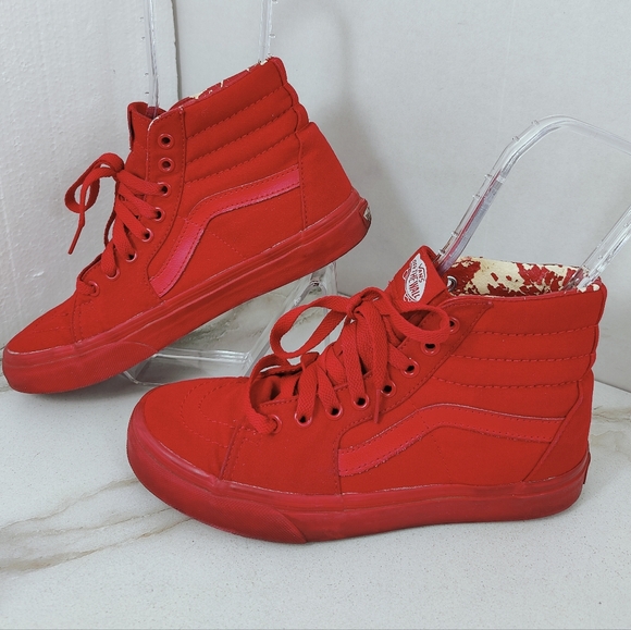 Vans Authentic Sk8-Hi All Red High Top Sneakers Skate Shoes, 6.5(M) 8(W) - Picture 1 of 9